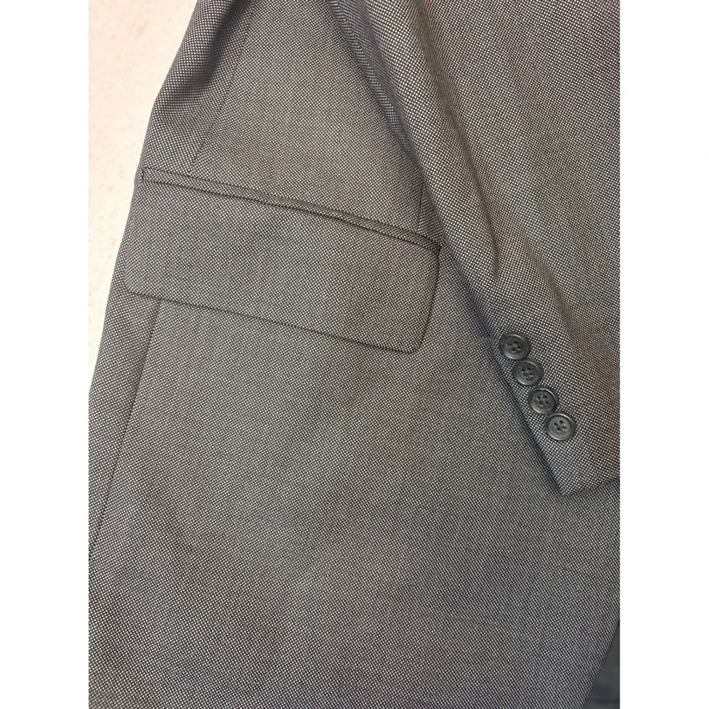 Chaps by Ralph Lauren Mens Grey Micro Pattern 2 Button Blazer Sport Coat 46R